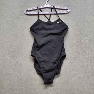 Nike Women Swimwear 6 Black One Piece Hydrastrong Swoosh Logo Racerback